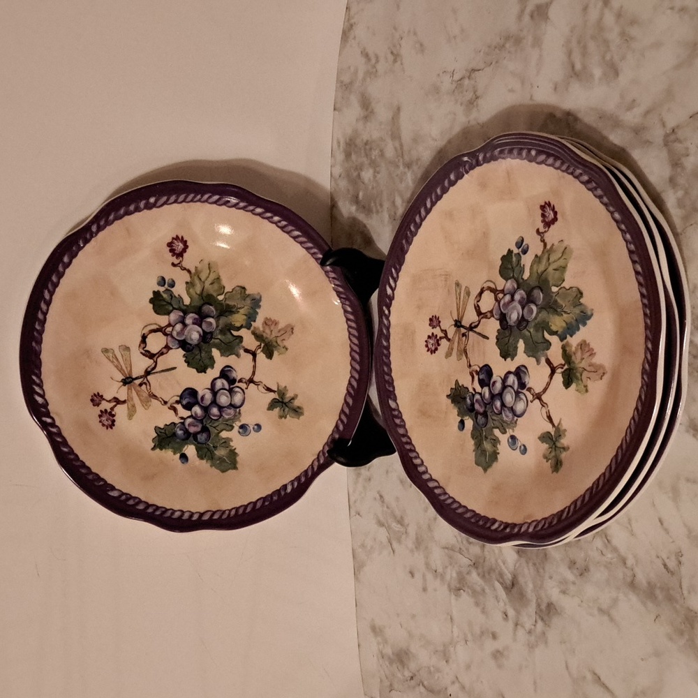 4 Tracy Porter Claret Dragonfly plates